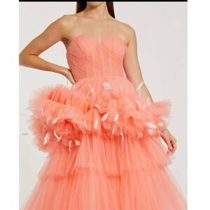 MacDuggal Style 20572. CORAL WITH FEATHERS!!!!!!   YES!!  Feathers!